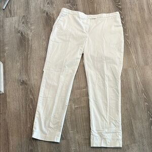 Jones New York White Lined Trousers Classic Flat Front Design